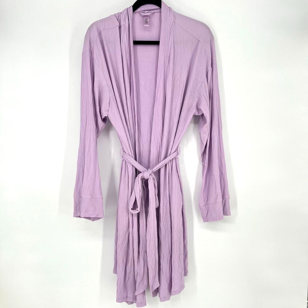 SKIMS Lavender Ribbed Tie Waist Robe Size 2X